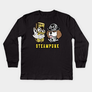 Steampunk Cat & Dog Couple Kids Long Sleeve T-Shirt